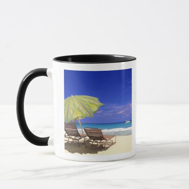 Beach Umbrella, Abaco, Bahamas Mug (Left)