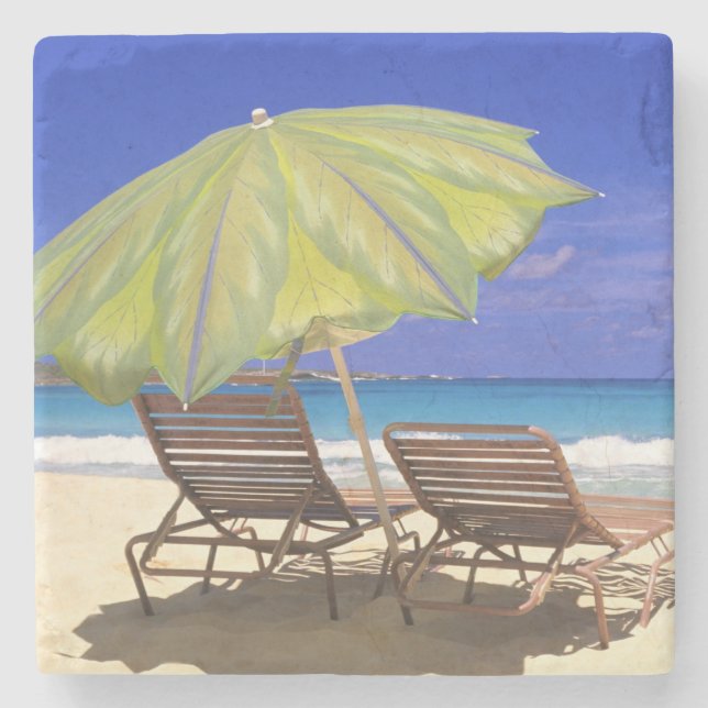 Beach Umbrella, Abaco, Bahamas Stone Coaster (Front)