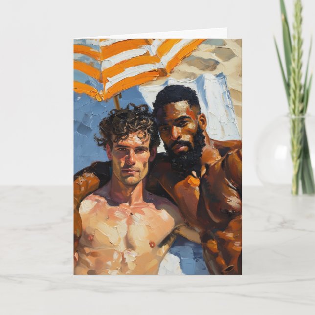 Beach Umbrella Embrace Card (Front)