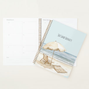 Beach Umbrella Ocean Sea Sand Serenity Planner