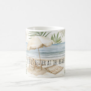 Beach Umbrella Tropical Shells Palm Leaves Coffee Mug