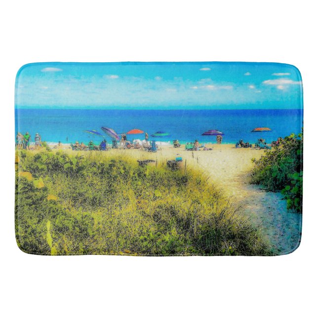 Beach Umbrellas along the Ocean Bath Mat (Front)
