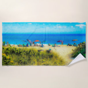 Beach Umbrellas along the Ocean Towel