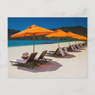Beach Umbrellas, Beach Chairs, Tropical Beach Postcard