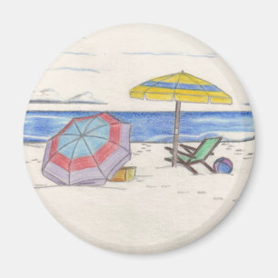 BEACH UMBRELLAS magnet (round)