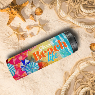 Beach Umbrellas on the Sand Thermal Tumbler