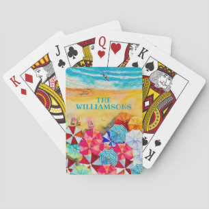Beach Umbrellas Sand Personalised Playing Cards