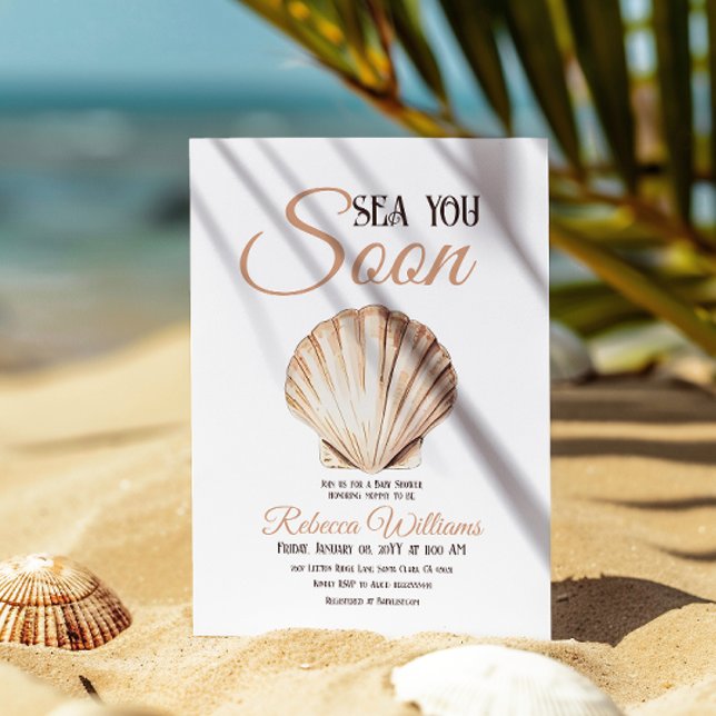 Beach Under The Sea You Soon Pearl Baby Shower Invitation (Creator Uploaded)
