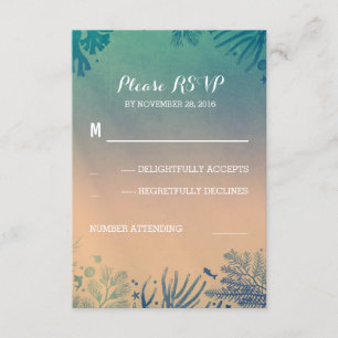 beach underwater teal and blue wedding RSVP Card