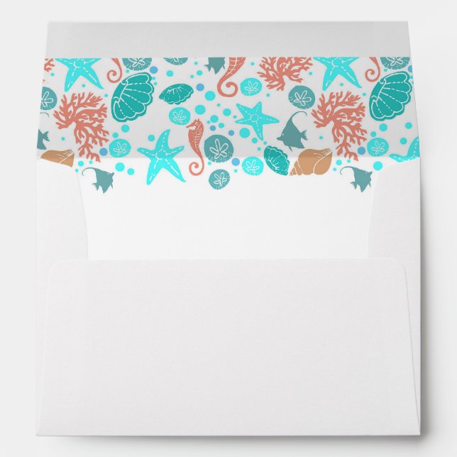 Beach Underwater Treasures Elegant White Envelopes (Back (Bottom))