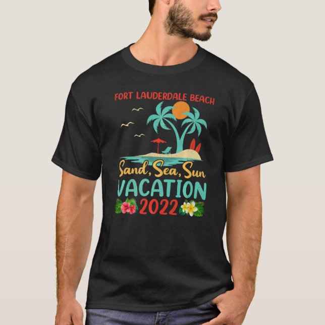 Beach Vacation 2022 Retro Florida Fort Lauderdale  T-Shirt (Front)