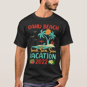 Beach Vacation 2022 Retro Sunset Hawaii Oahu Beach T-Shirt