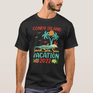 Beach Vacation 2022 Retro Sunset New York Coney Is T-Shirt