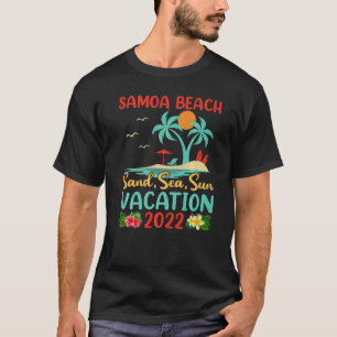 Beach Vacation 2022 Retro Sunset Polynesian Samoa T-Shirt