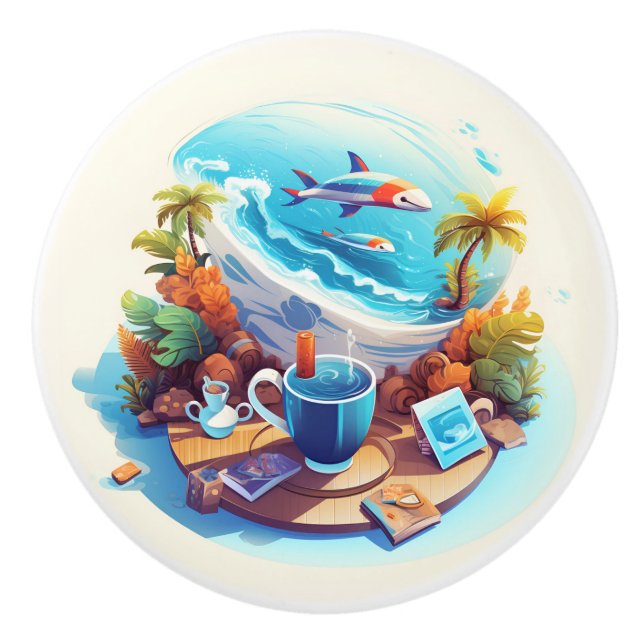 Beach Vacation Ceramic Knob (Front)