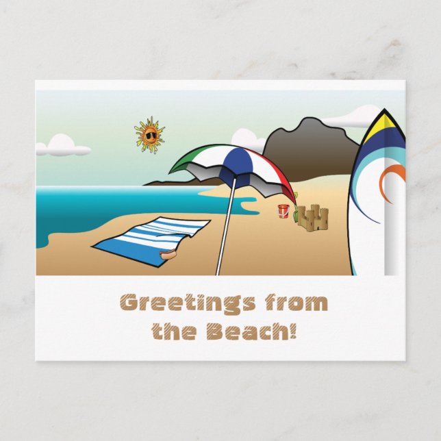 Beach Vacation Greeting Postcard (Front)
