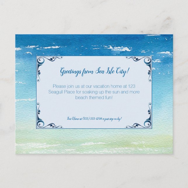 Beach Vacation Home Guest Invitation Postcard (Front)