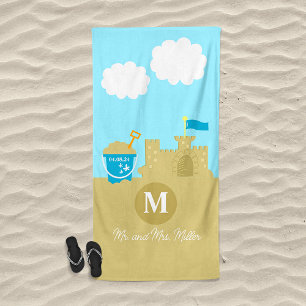 Beach Vacation Honeymoon Couple Monogram Wedding Towel