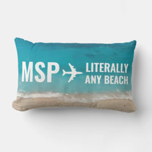 Beach Vacation Lover Custom Airport Code Lumbar Cushion