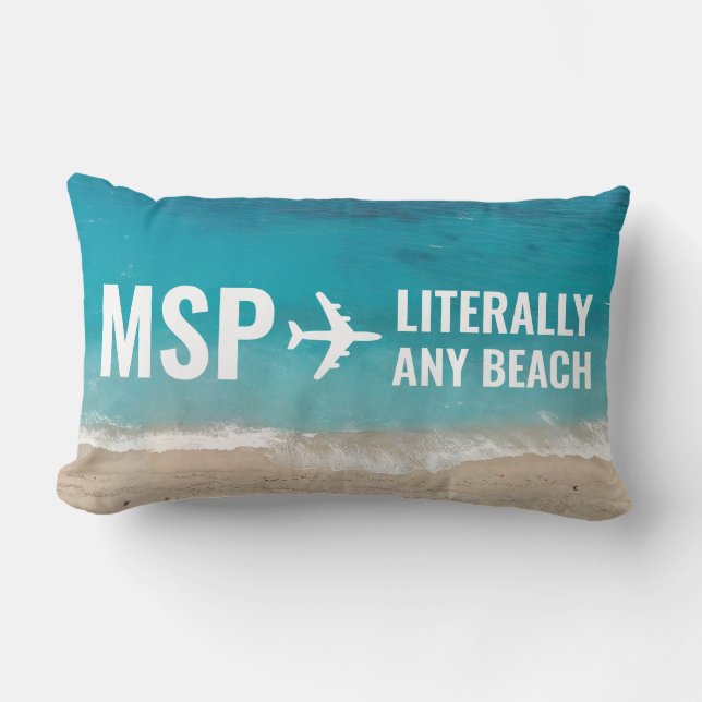 Beach Vacation Lover Custom Airport Code Lumbar Cushion (Front)