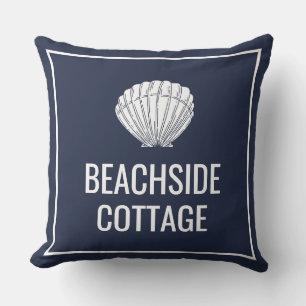 Beach Vacation Rental Navy Shell Modern Airbnb Cushion