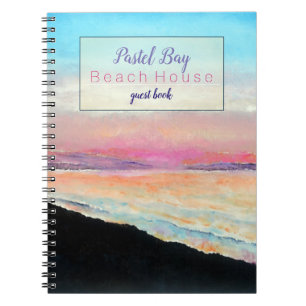 Beach Vacation Rental Pastel Sunset Guest Book