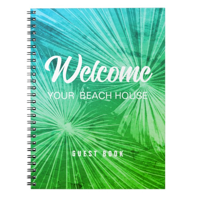 Beach vacation rental property custom guest book (Front)