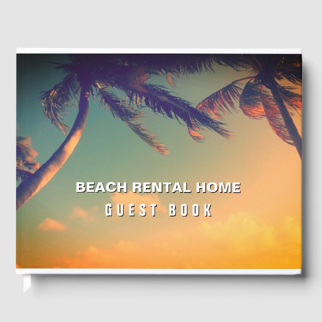 Beach vacation rental property palm tree photo guest book (Front)