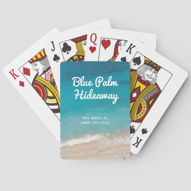 Beach Vacation Rental Retro Mod Custom Playing Cards (Back)