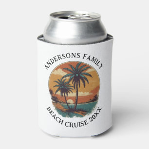 Beach Vacation Tropical Palm Tree Family Reunion   Can Cooler