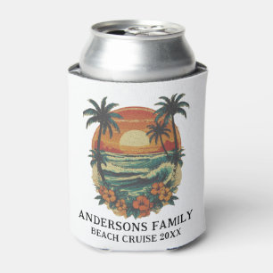 Beach Vacation Tropical Palm Tree Family Reunion Can Cooler