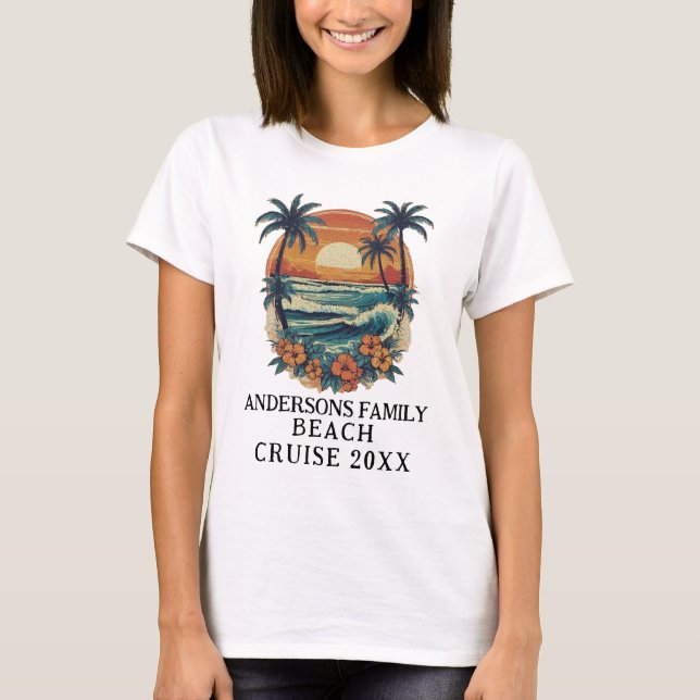 Beach Vacation Tropical Palm Tree Family Reunion   T-Shirt (Front)