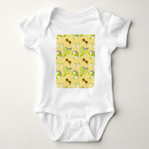 Beach vacay pattern with sunglasses and sun hat baby bodysuit