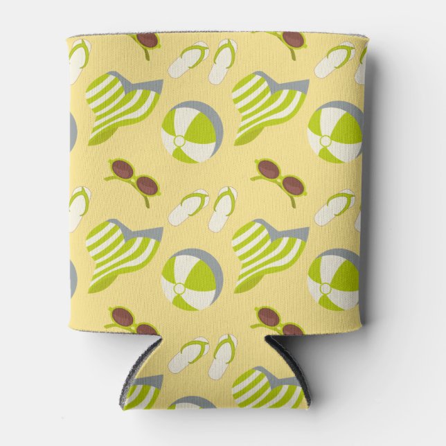 Beach vacay pattern with sunglasses and sun hat   can cooler (Front)