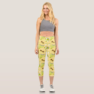 Beach vacay pattern with sunglasses and sun hat capri leggings