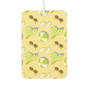 Beach vacay pattern with sunglasses and sun hat car air freshener