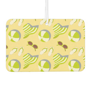 Beach vacay pattern with sunglasses and sun hat car air freshener
