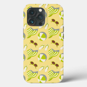 Beach vacay pattern with sunglasses and sun hat  iPhone 13 pro case