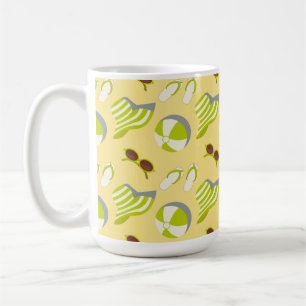 Beach vacay pattern with sunglasses and sun hat  coffee mug