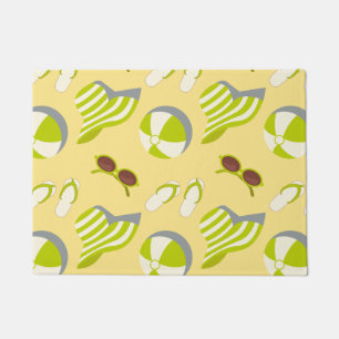Beach vacay pattern with sunglasses and sun hat  doormat