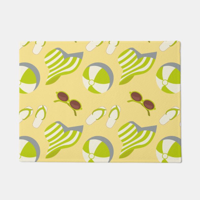 Beach vacay pattern with sunglasses and sun hat  doormat (Front)