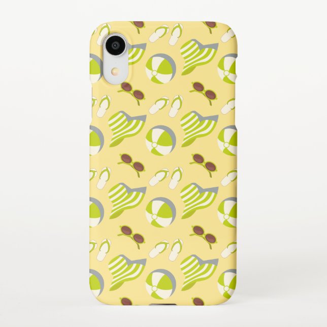 Beach vacay pattern with sunglasses and sun hat iPhone case (Back)