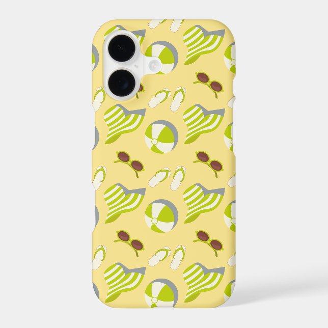Beach vacay pattern with sunglasses and sun hat iPhone case (Back)
