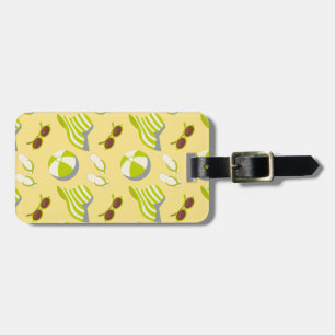 Beach vacay pattern with sunglasses and sun hat luggage tag