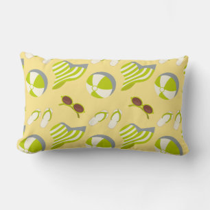 Beach vacay pattern with sunglasses and sun hat lumbar cushion