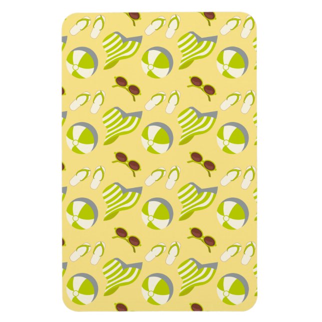 Beach vacay pattern with sunglasses and sun hat   magnet (Vertical)