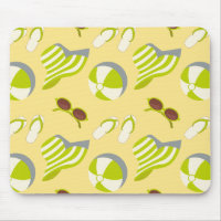 Beach vacay pattern with sunglasses and sun hat