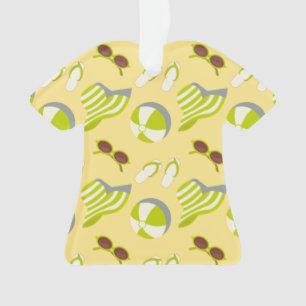 Beach vacay pattern with sunglasses and sun hat ornament