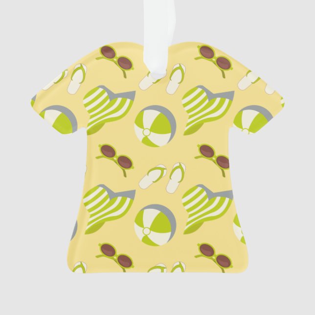 Beach vacay pattern with sunglasses and sun hat  ornament (Front)