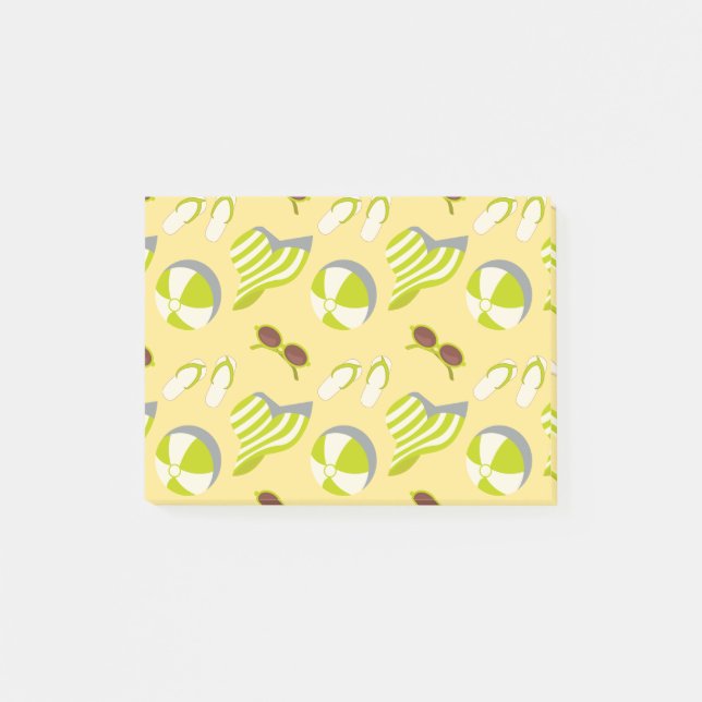 Beach vacay pattern with sunglasses and sun hat  post-it notes (Front)
